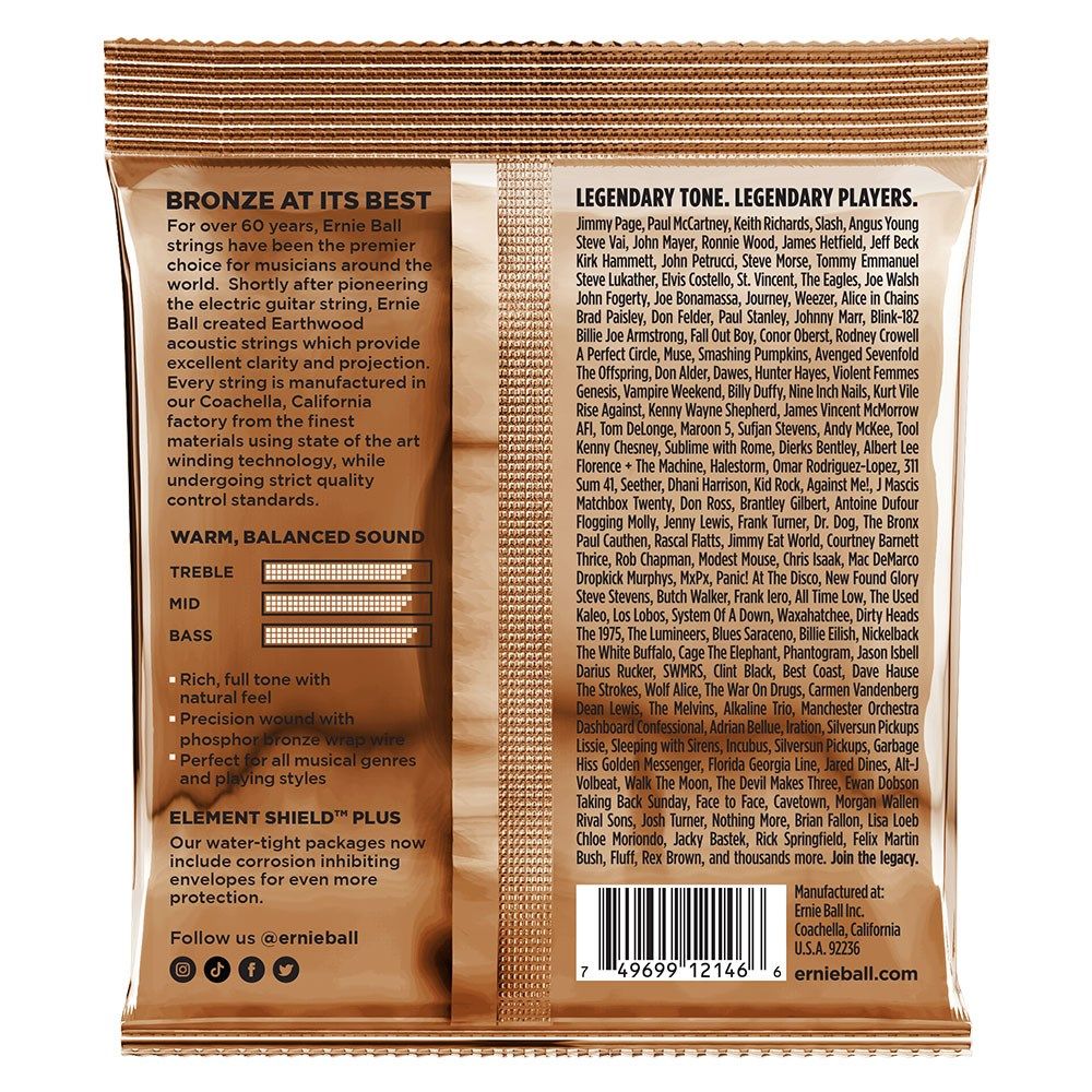 Ernie Ball Earthwood Phosphor Bronze Acoustic Guitar Strings - Medium Light (12-54)