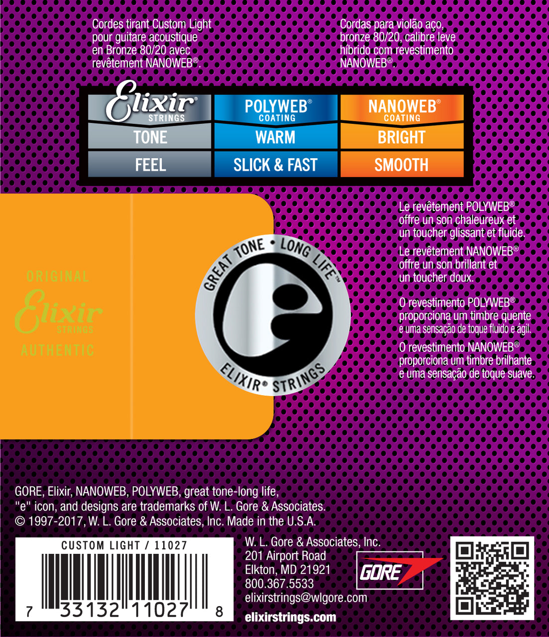 Elixir 11027 Nanoweb 80/20 Custom Light 11-52