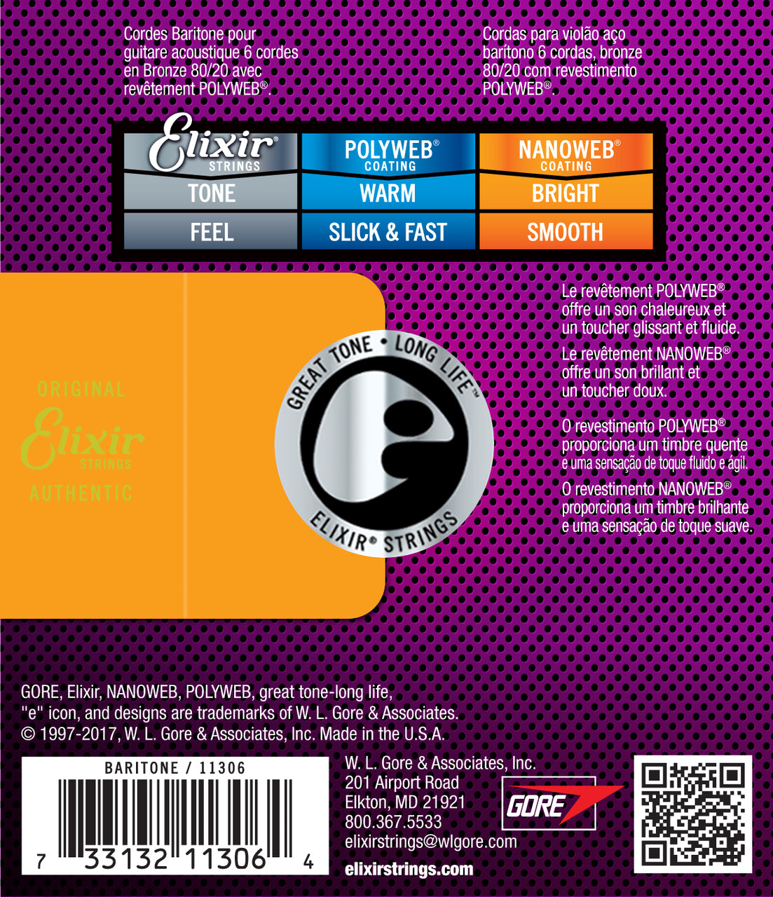 Elixir 11306 Nanoweb 80/20 Baritone 16-70