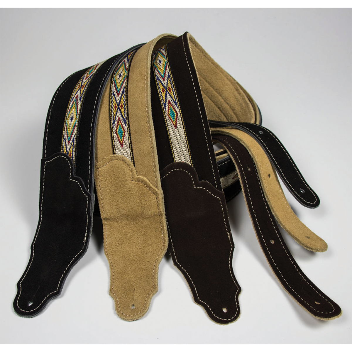 Franklin Southwest 2.5 Inch Black Suede with Hitch Weave & Natural Stitching