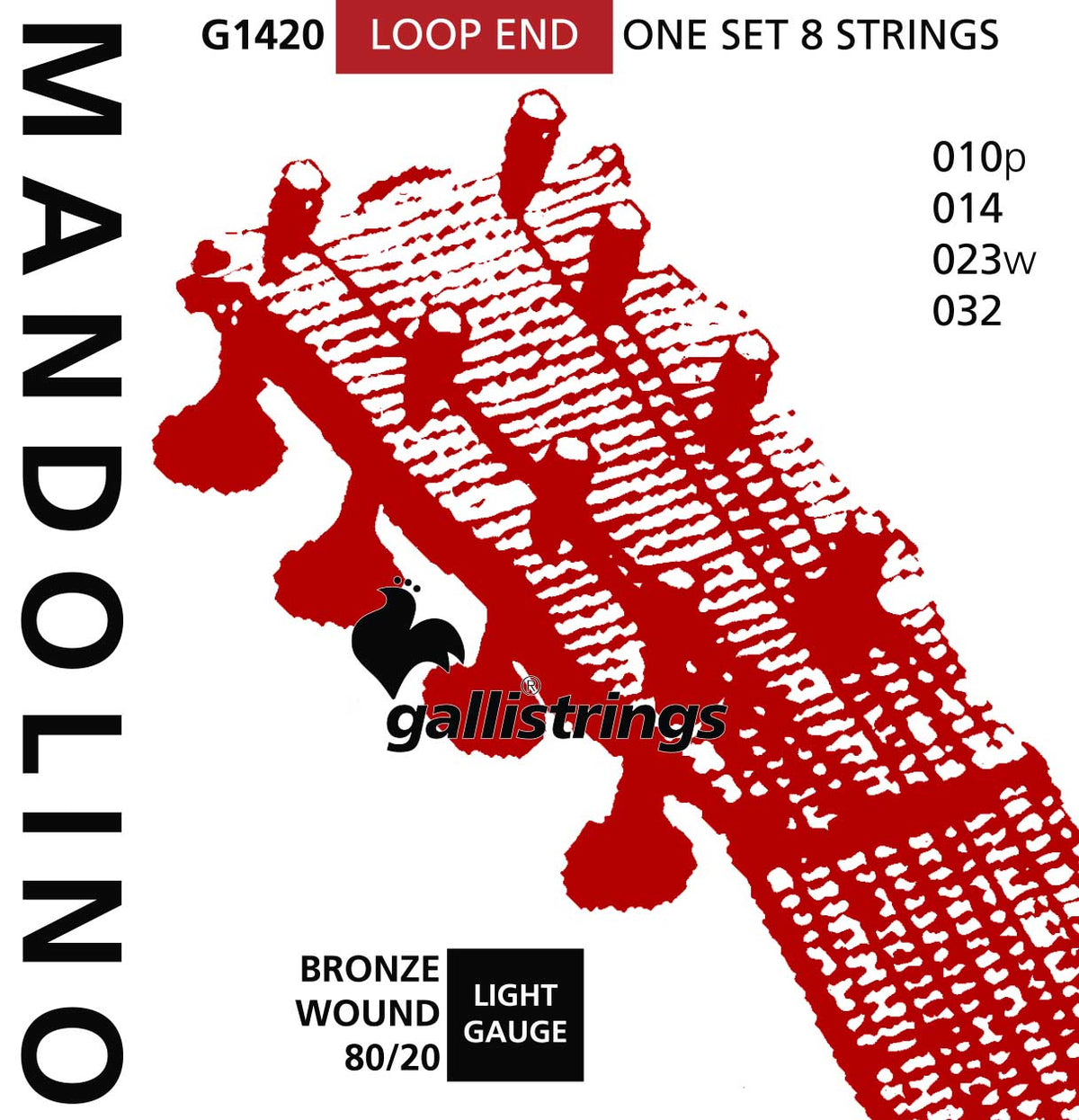 Galli G1420 Mandolin Strings, 80/20 Bronze Wound, Light 10-32