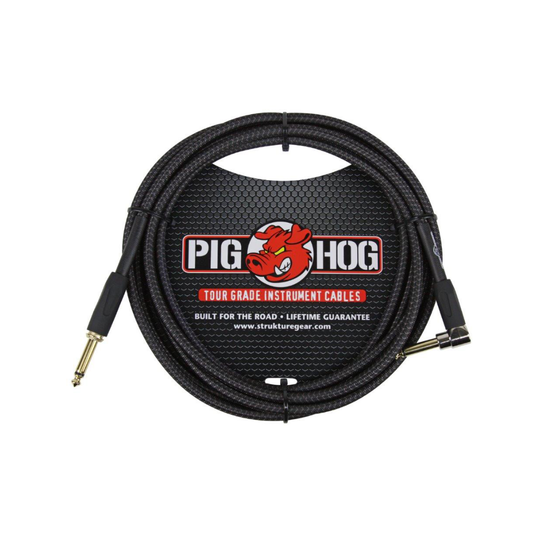 Pig Hog "Black Woven" Instrument Cable, 10ft. RA