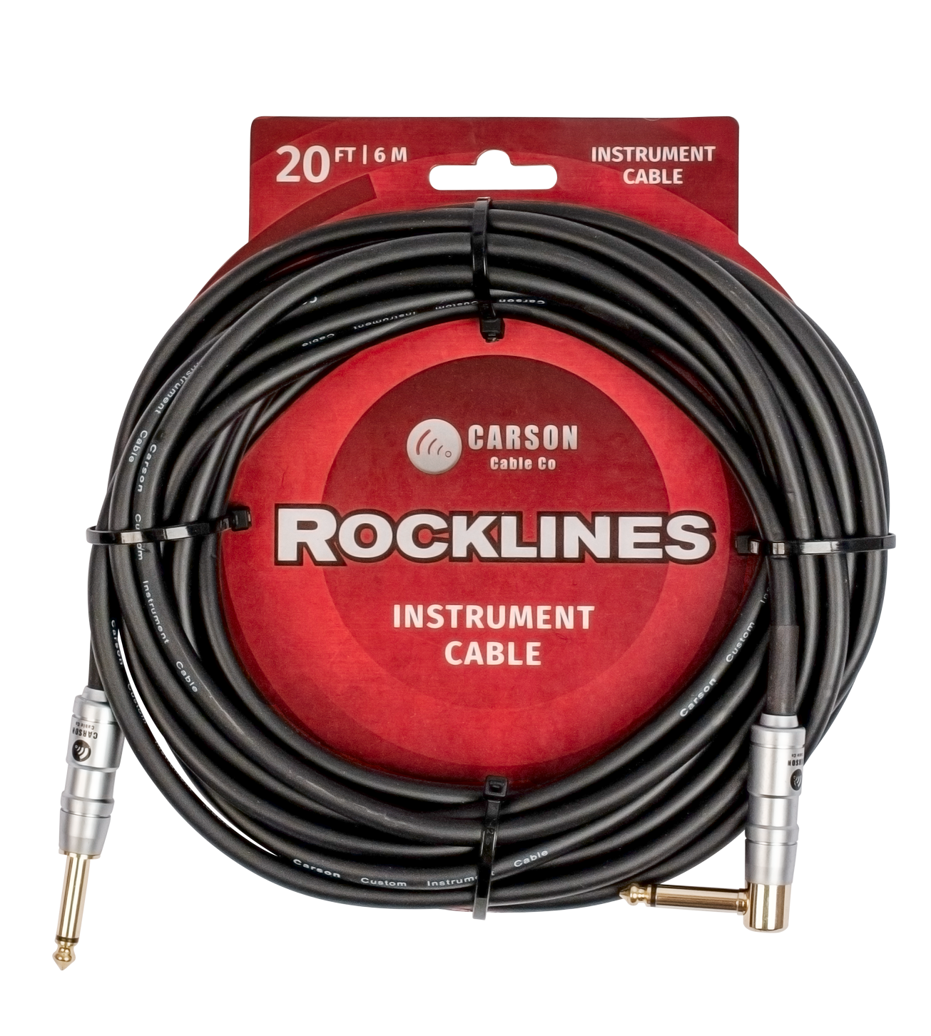 Carson ROK20SL 20 ft Noiseless Right Angle Instrument Cable