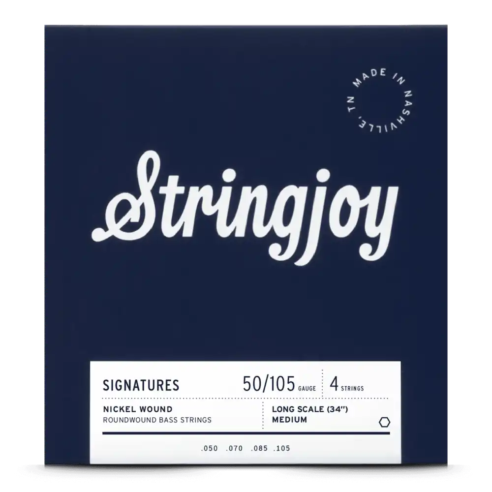 Stringjoy Medium Gauge (50-105) 4 String Long Scale Nickel Wound Bass Guitar Strings