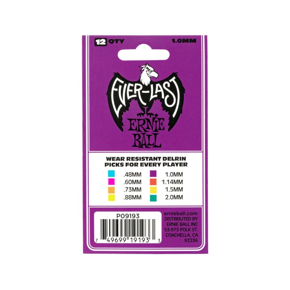 Ernie Ball 1.0mm Purple Everlast Picks 12-pack