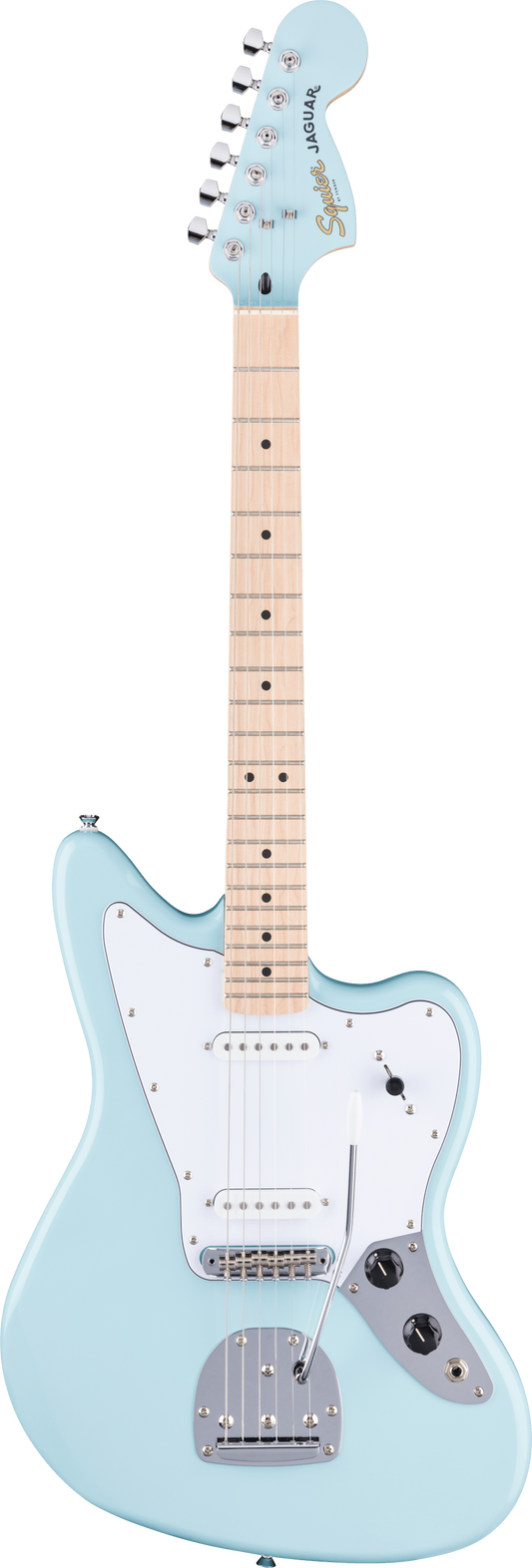 Fender Squier FSR Affinity Series Jaguar Maple Fingerboard White Pickguard Matching Headstock Daphne Blue