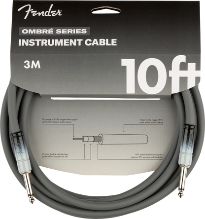 Fender Ombré Instrument Cable, Straight/Straight, 10', Silver Smoke