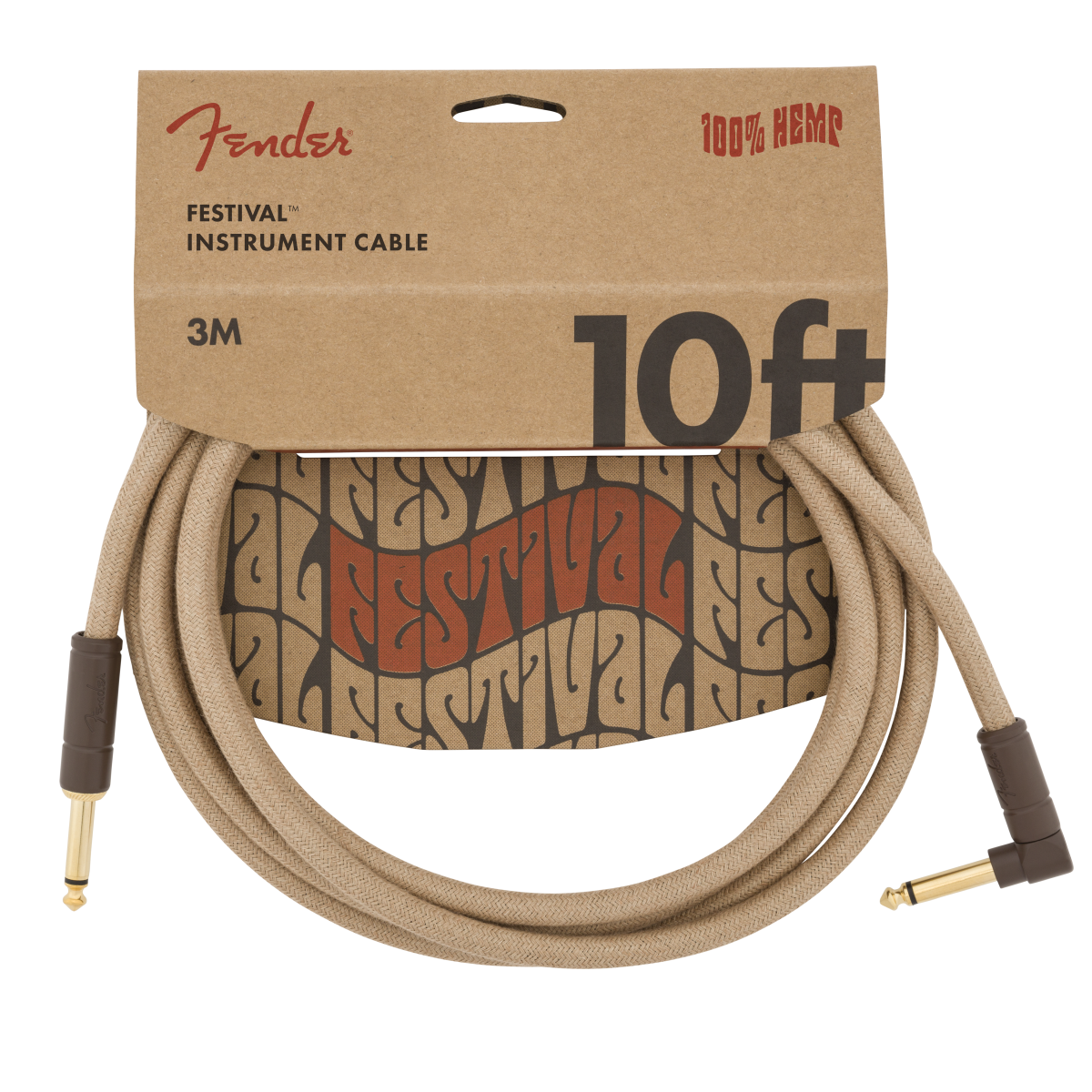 Fender Festival Instrument Cable Straight/Angle 10 Pure Hemp Natural