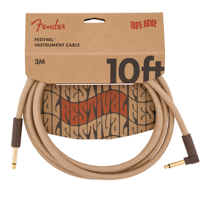 Fender Festival Instrument Cable Straight/Angle 10 Pure Hemp Natural