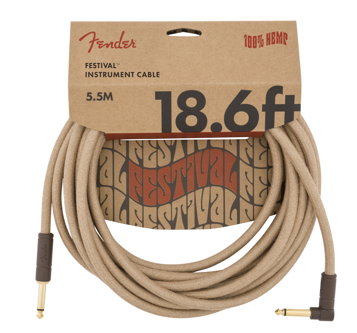 Fender Festival Instrument Cable Straight/Angle 18.6 Pure Hemp Natural