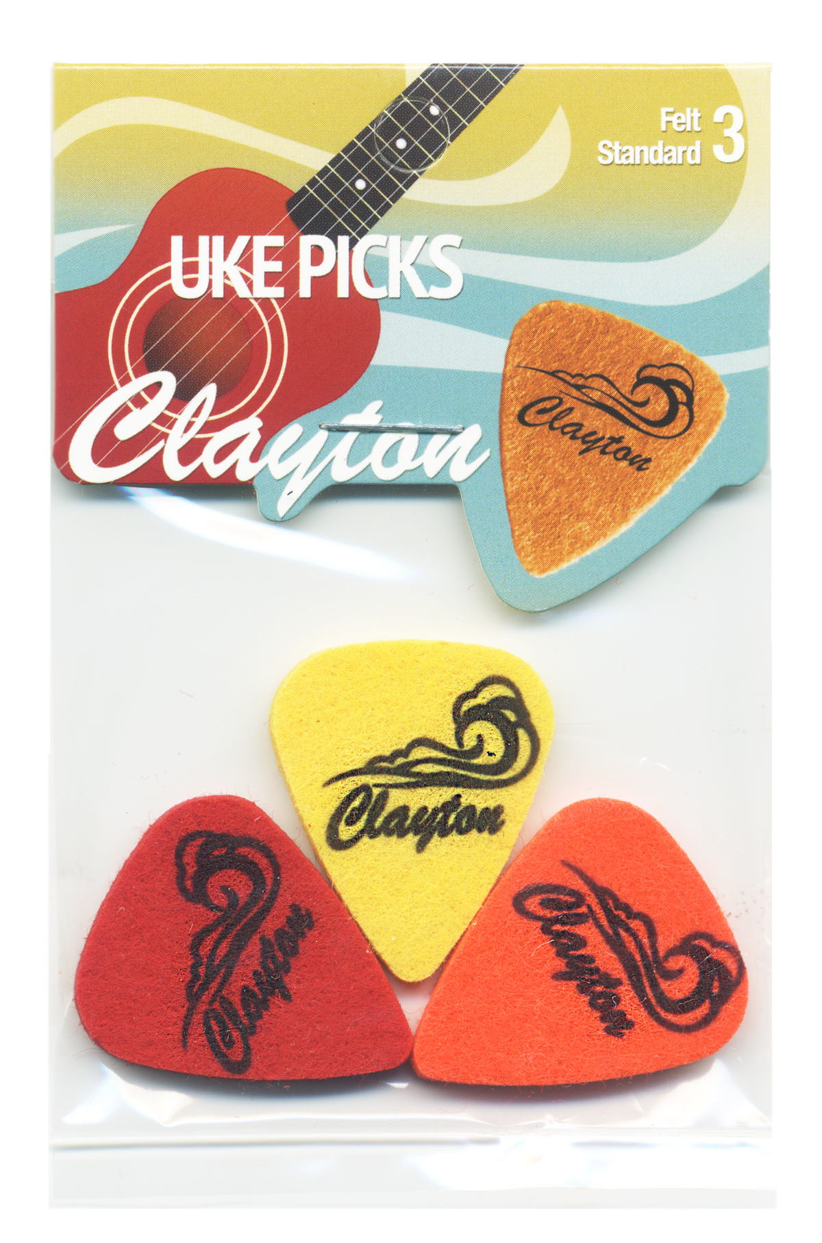 Clayton Uke Wave Felt Ukulele Picks 3-Pack