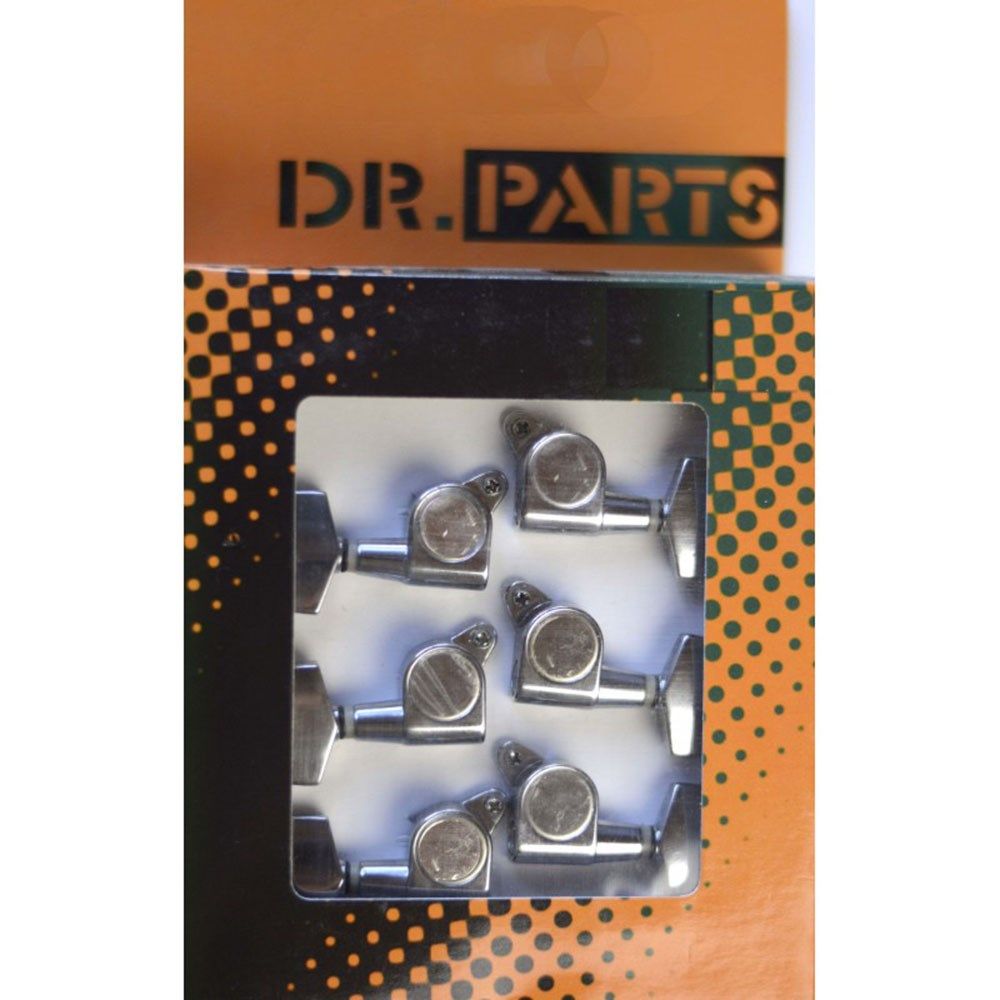 Dr. Parts 641 3-a-Side Diecast Machine Heads 15 to 1 Gear Ratio - Set of 6 (Chrome)