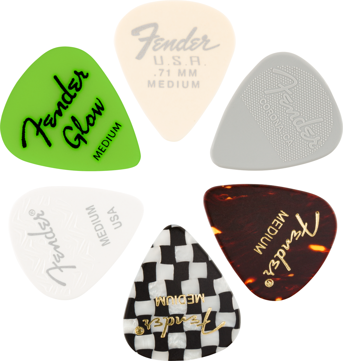 Fender Material Medley Picks, 351 Shape - 6 Pack