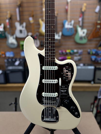 Fender Vintera III Early '60s Bass VI, Rosewood Fingerboard, Olympic White — photographed in store at The Soundtrap, Mildura