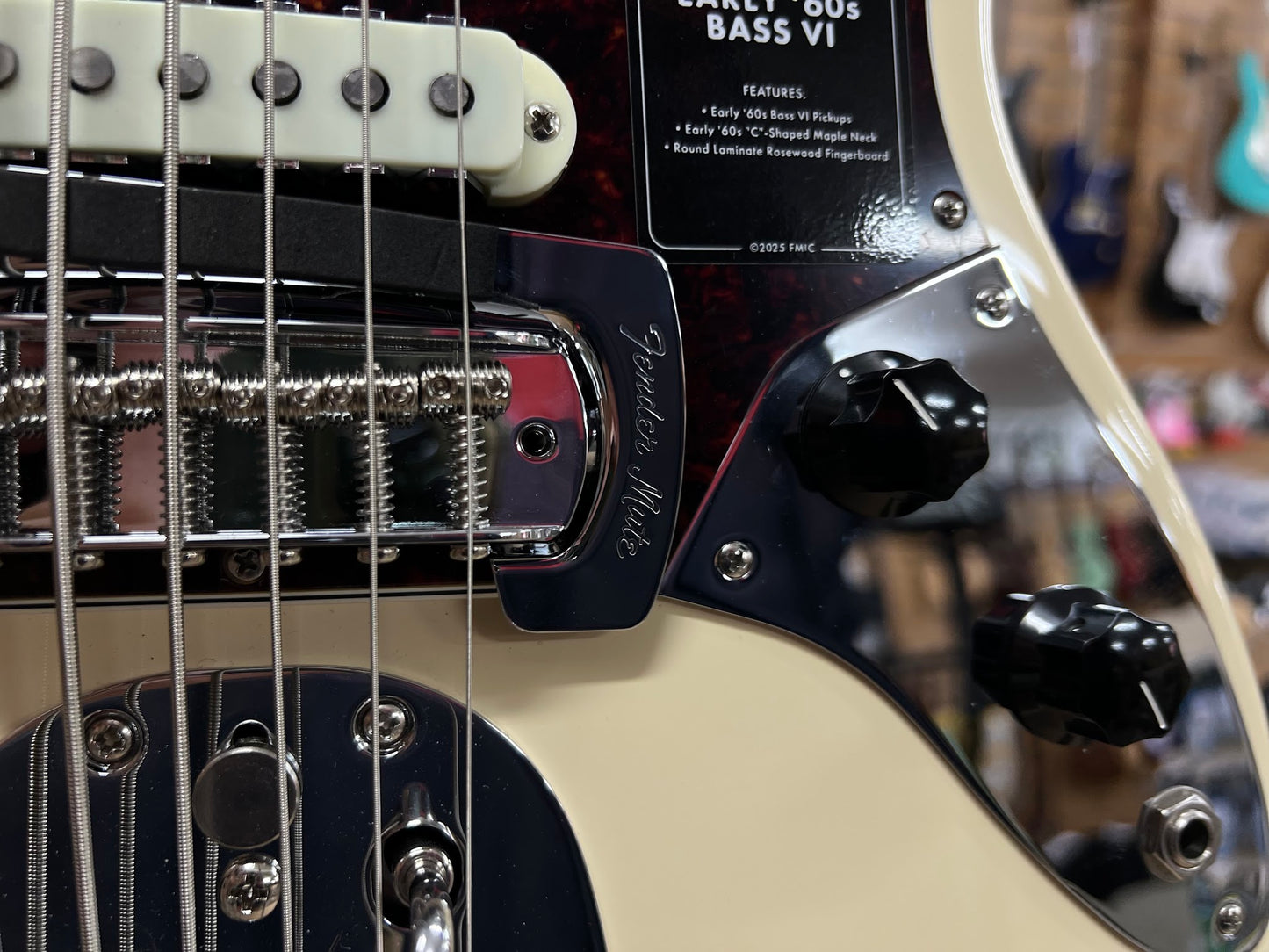 Fender Vintera III Early '60s Bass VI, Rosewood Fingerboard, Olympic White — photographed in store at The Soundtrap, Mildura