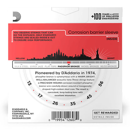 D'Addario - EJ17-3D - 3 Pack Phosphor Bronze Medium 13-56 - Acoustic Guitar Strings