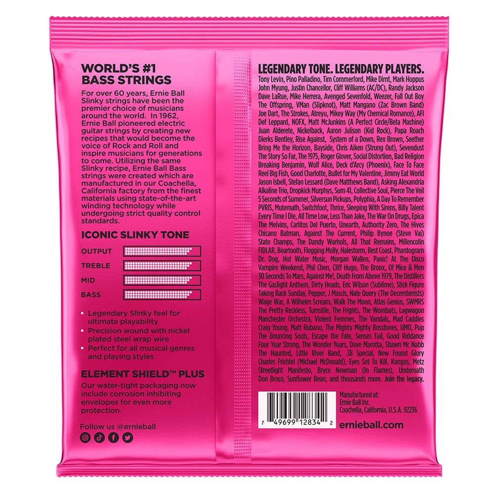 Ernie Ball Super Slinky 4-String Nickel Wound Electric Bass Strings - (45-100)