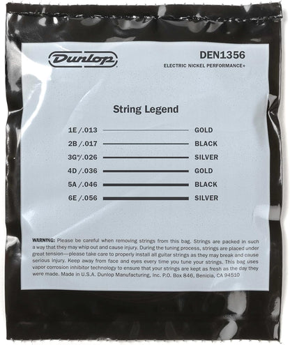 Dunlop DEN1356 Nickel Wound Electric Guitar Strings, Extra Heavy, 013–.056, 6 Strings/Set