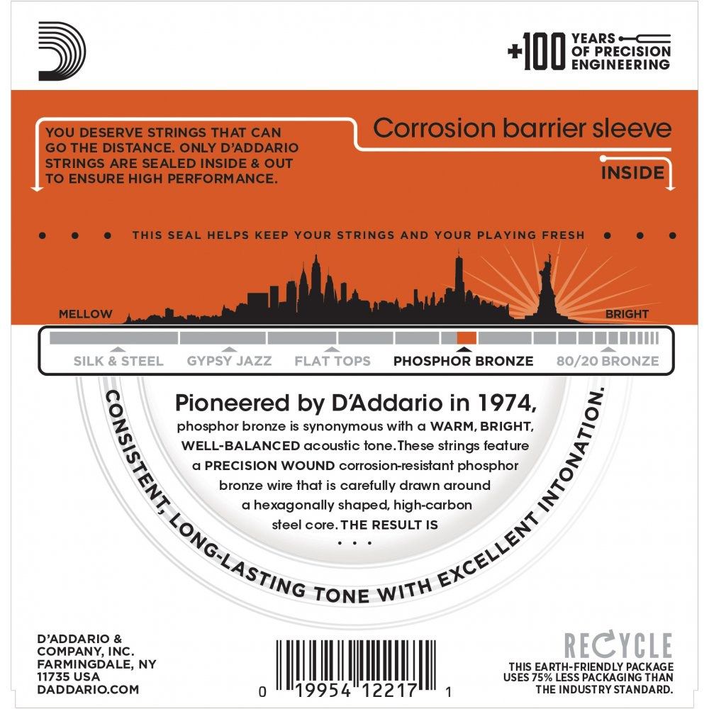 D'Addario EJ42 Phosphor Bronze Resophonic Guitar Strings - Medium (16-56)