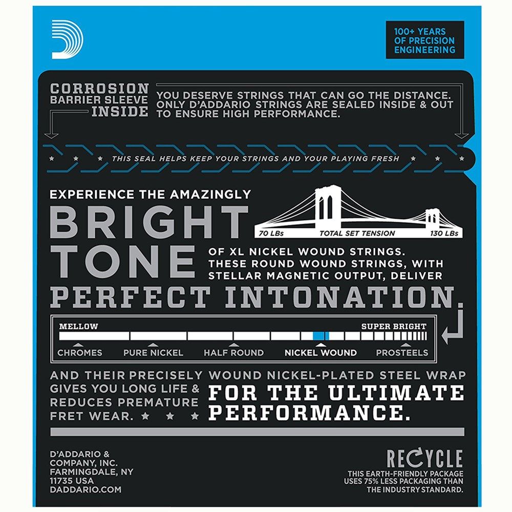 D'Addario EXL130 Nickel Wound Electric Guitar Strings - Extra Super Light (8-38)