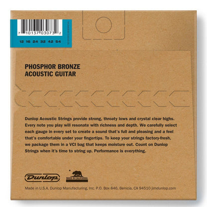 Dunlop DAP12 Phosphor Bronze Acoustic Guitar Strings – Light 12-54