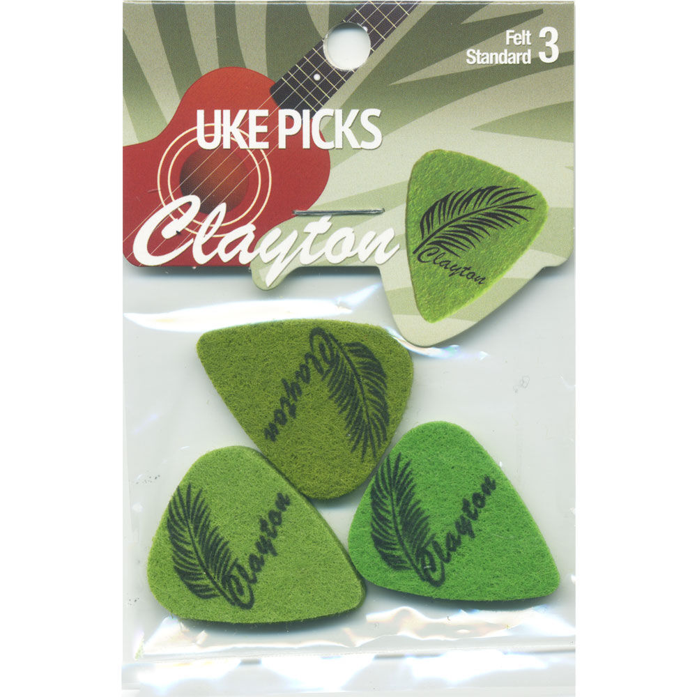 Clayton Felt Ukulele Picks Leaf Design 3-Pack