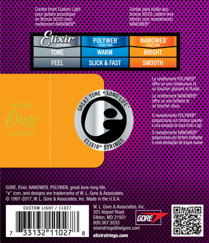 Elixir 11027 Nanoweb 80/20 Custom Light 11-52