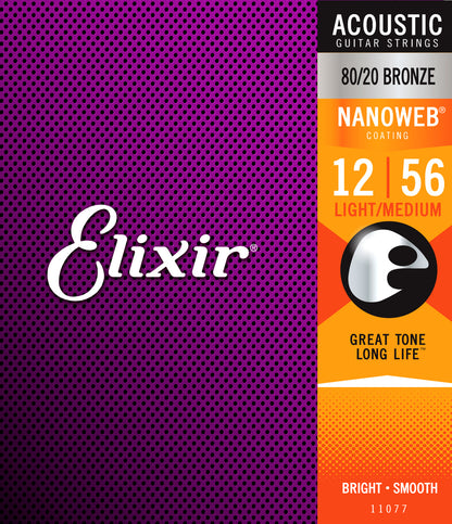 Elixir 11077 Nanoweb 80/20 Light-med 12-56