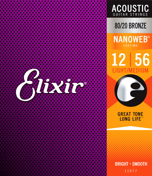 Elixir 11077 Nanoweb 80/20 Light-med 12-56