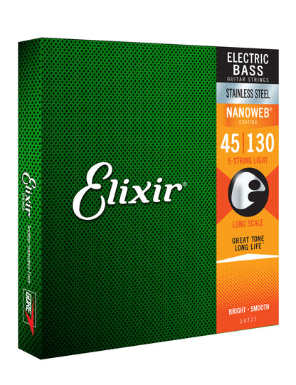 Elixir 14777 Nanoweb Bass  Stainless Steel Med-Light 45-130 5 String