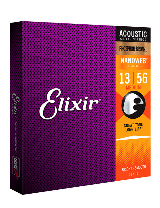 Elixir 16102 Nanoweb Phosphor Bronze Medium 13-56