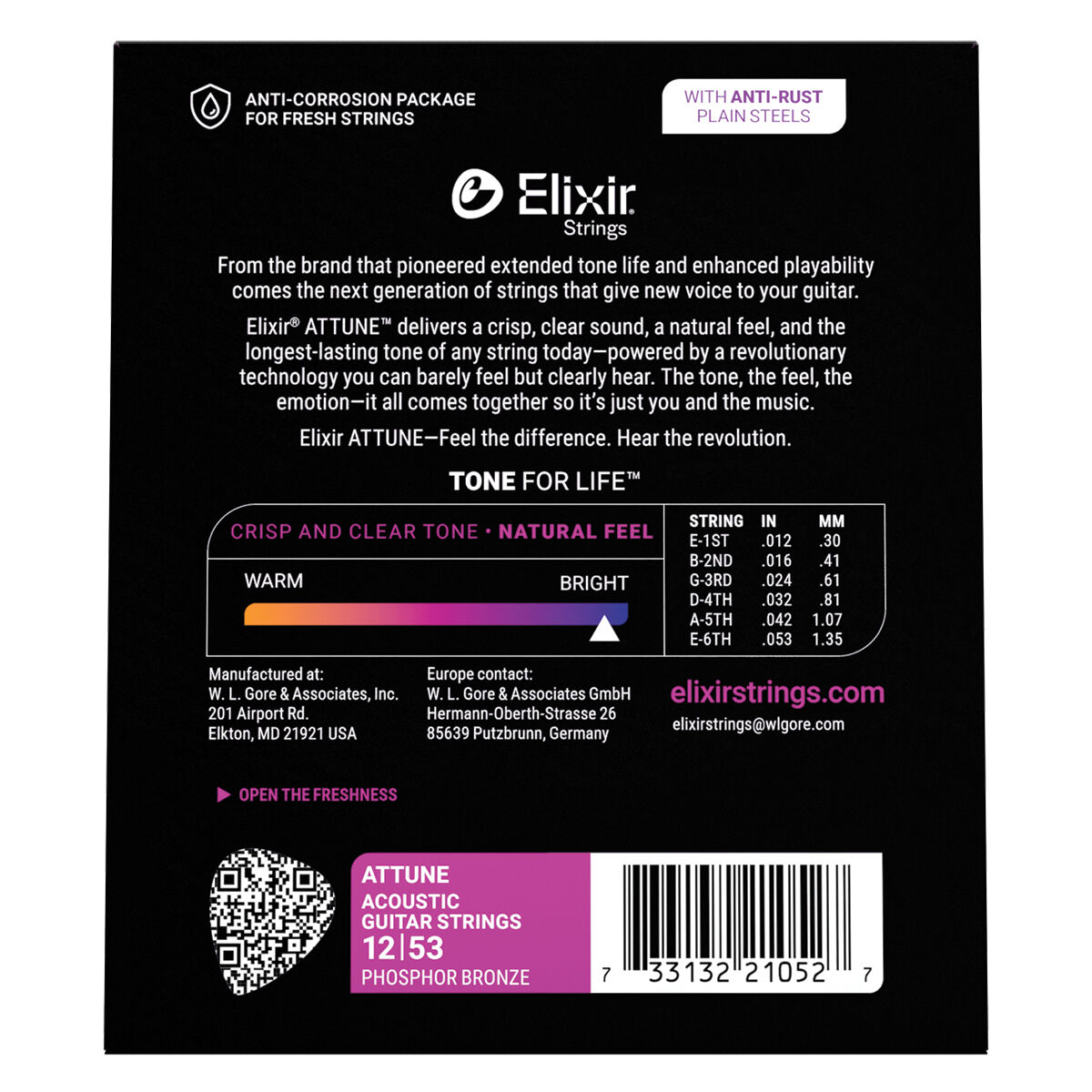Elixir Attune Phosphor Bronze Light 12-53 [E21052]