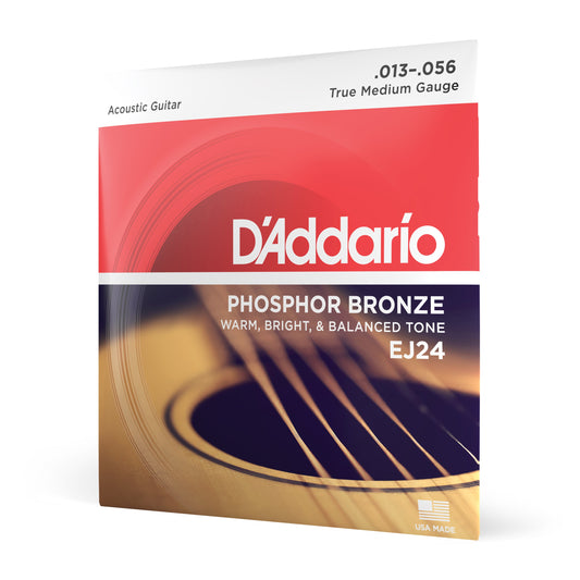 D'Addario EJ24 Phosphor Bronze Acoustic Guitar Strings True Medium 13-56