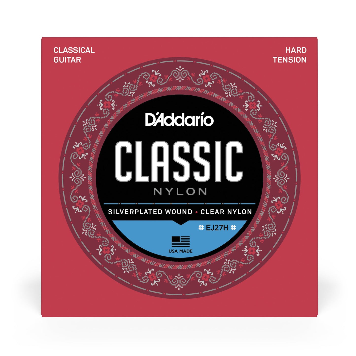 DAddario EJ27H Student Nylon Classical Guitar Strings, Hard Tension