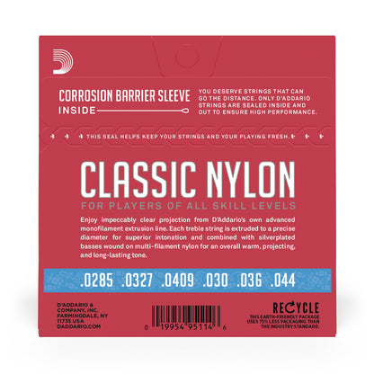 DAddario EJ27H Student Nylon Classical Guitar Strings, Hard Tension