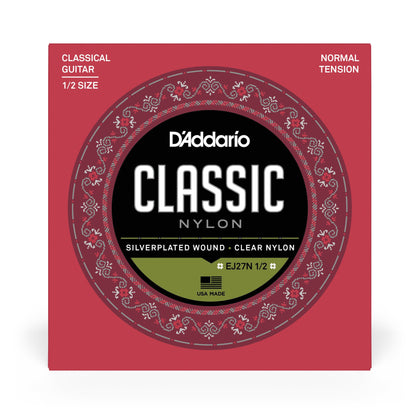 DAddario EJ27N 1/2 Student Nylon Fractional Classical Guitar Strings, Normal Tension