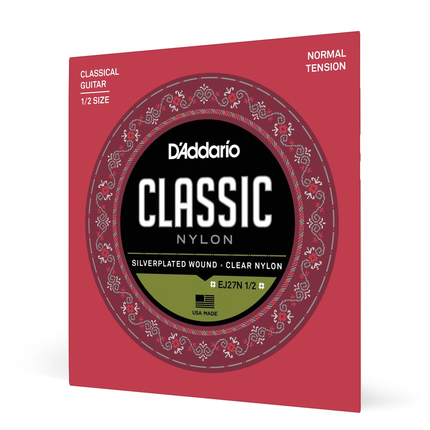 DAddario EJ27N 1/2 Student Nylon Fractional Classical Guitar Strings, Normal Tension