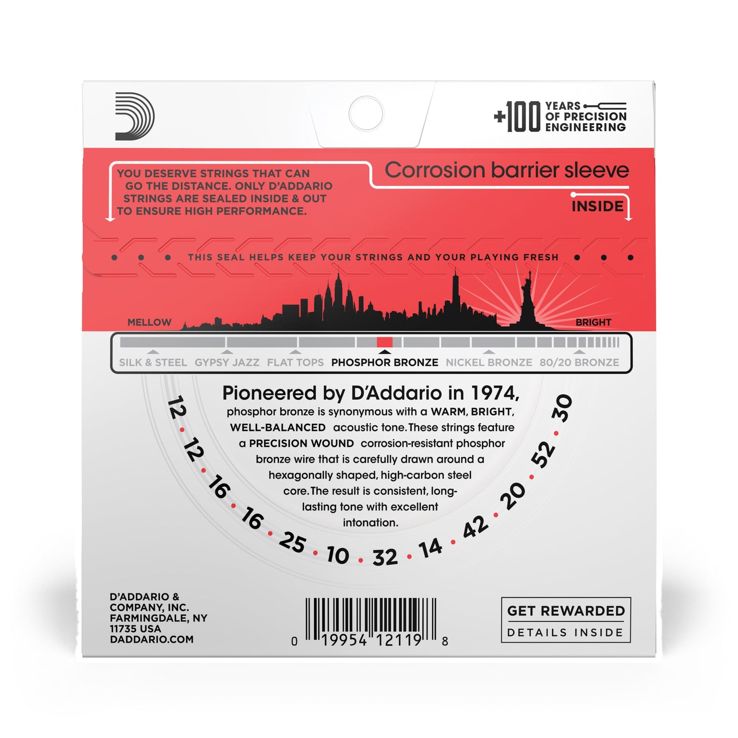D'Addario Medium Acoustic Steel 12-String Set 12-52 (EJ39)