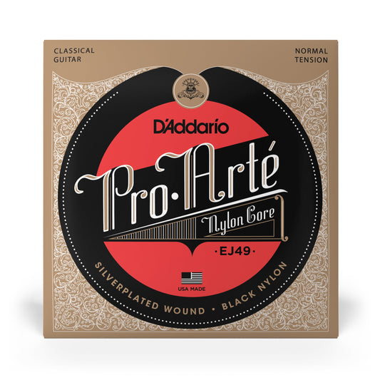 DAddario EJ49 Pro-Arte Black Nylon Classical Guitar Strings, Normal Tension