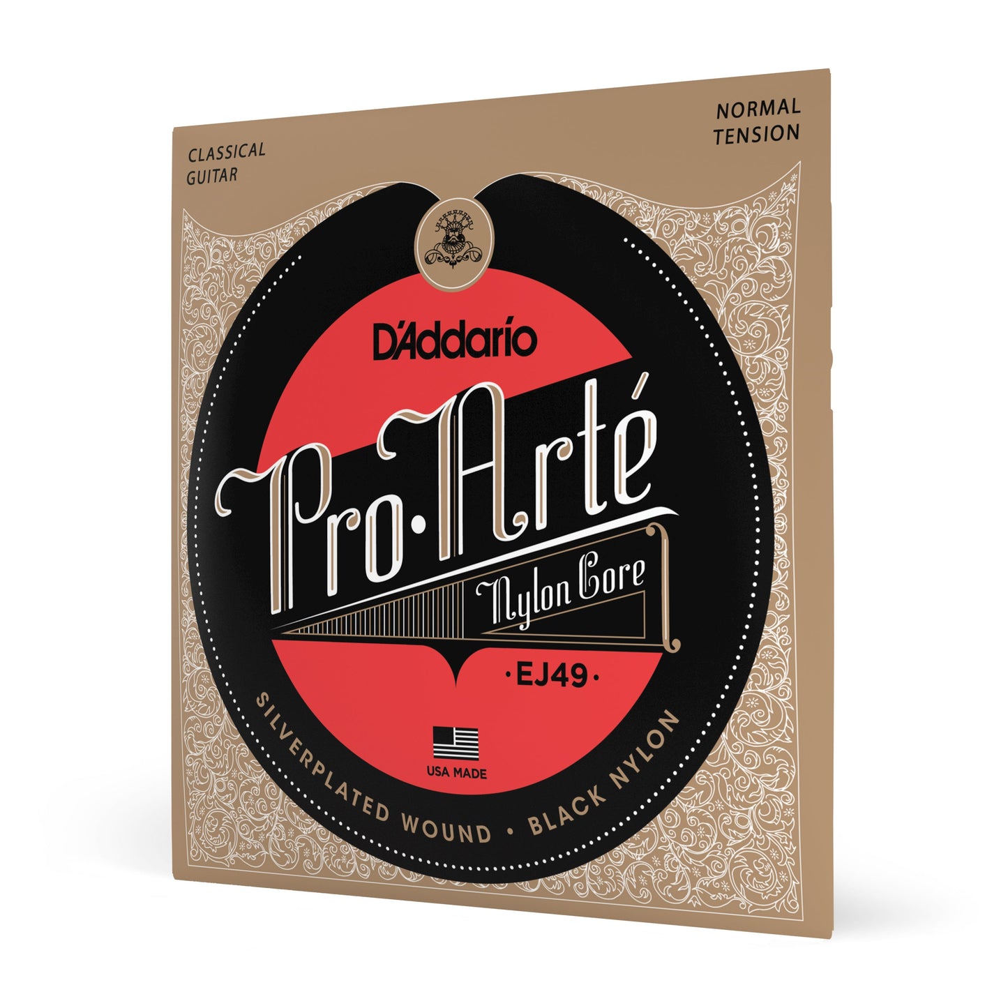 DAddario EJ49 Pro-Arte Black Nylon Classical Guitar Strings, Normal Tension