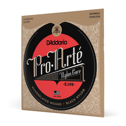 DAddario EJ49 Pro-Arte Black Nylon Classical Guitar Strings, Normal Tension
