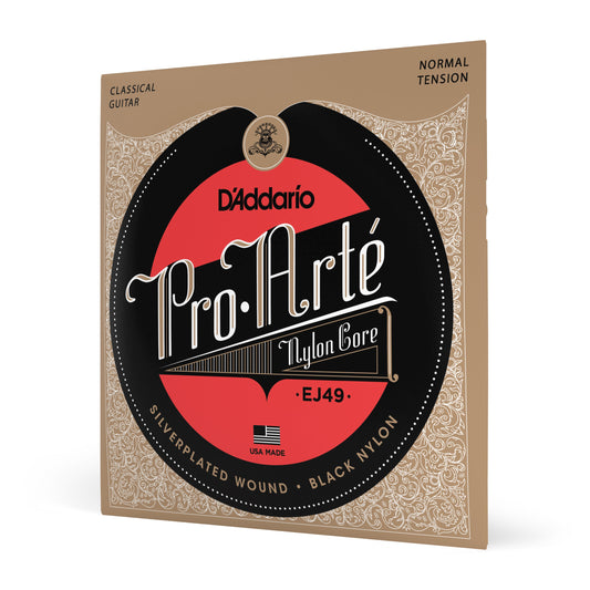 DAddario EJ49 Pro-Arte Black Nylon Classical Guitar Strings, Normal Tension