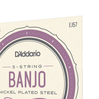 D'Addario EJ57 5-String Banjo Strings, Nickel Plated Steel Custom Medium, 11-22