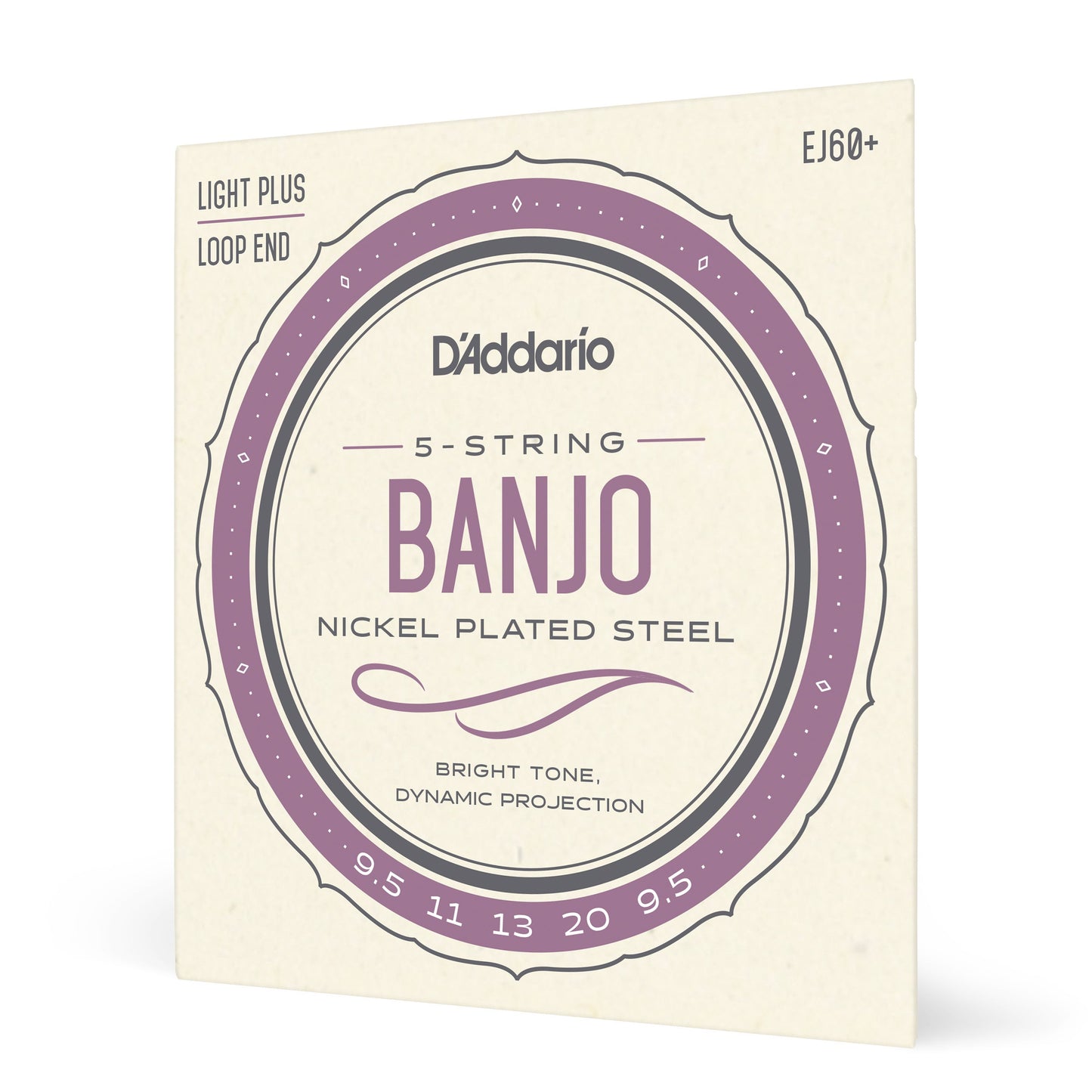 D'Addario EJ60+ 5-String Banjo Strings, Nickel, Light Plus, 9.5-20