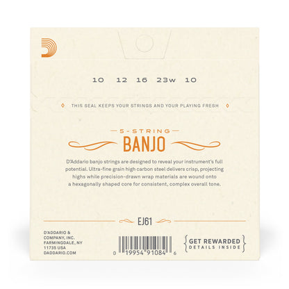 D'Addario EJ61 10-23 Banjo String Set - Medium