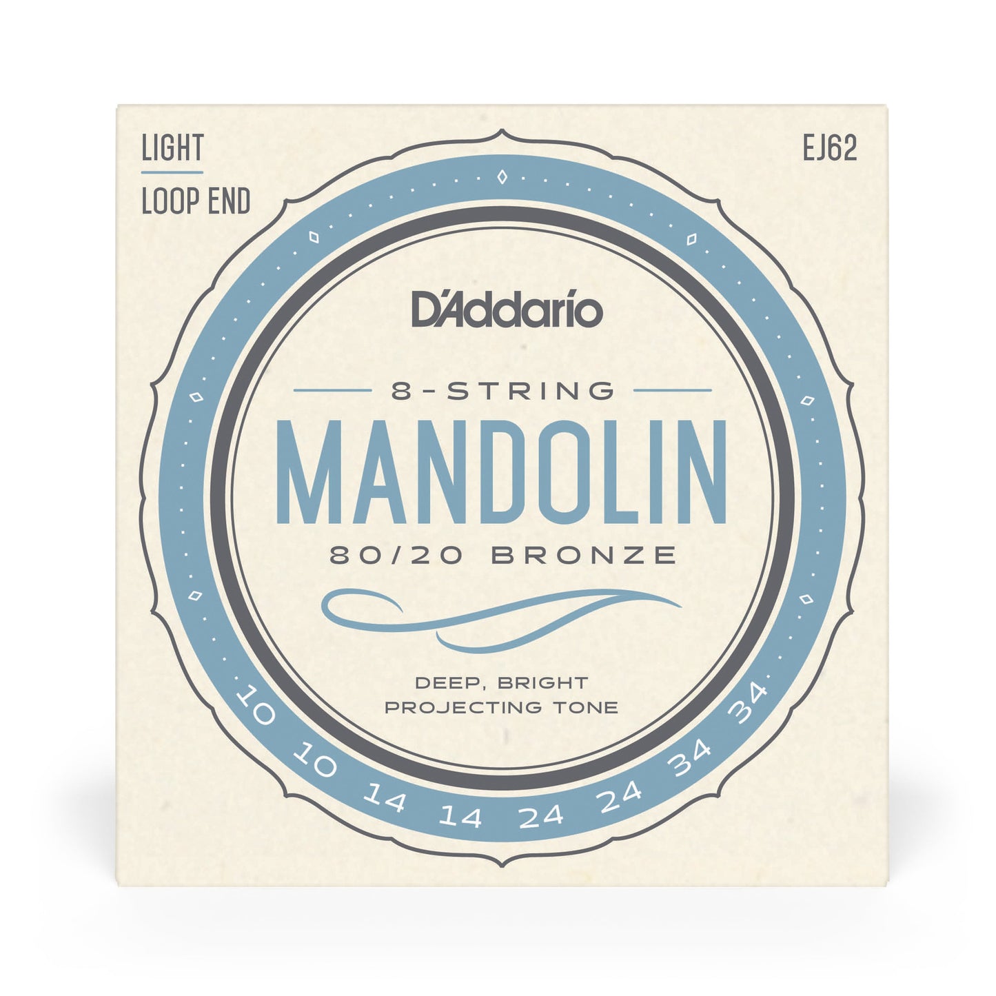 D'Addario EJ62 80/20 Bronze Mandolin Strings Light 10-34