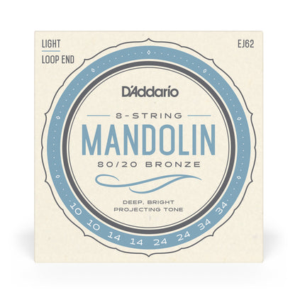 D'Addario EJ62 80/20 Bronze Mandolin Strings Light 10-34