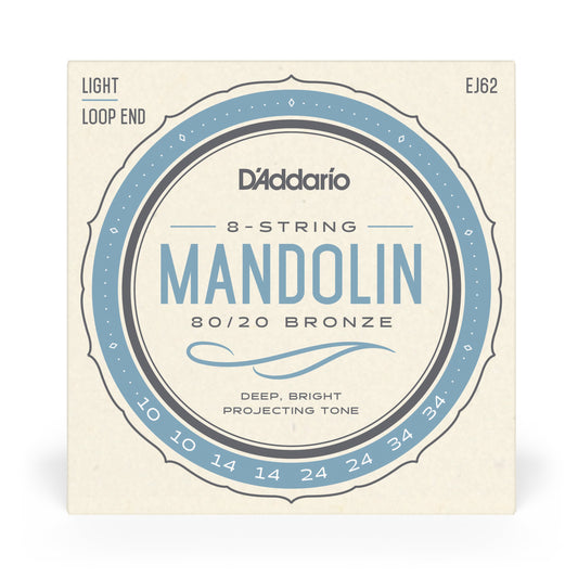 D'Addario EJ62 80/20 Bronze Mandolin Strings Light 10-34
