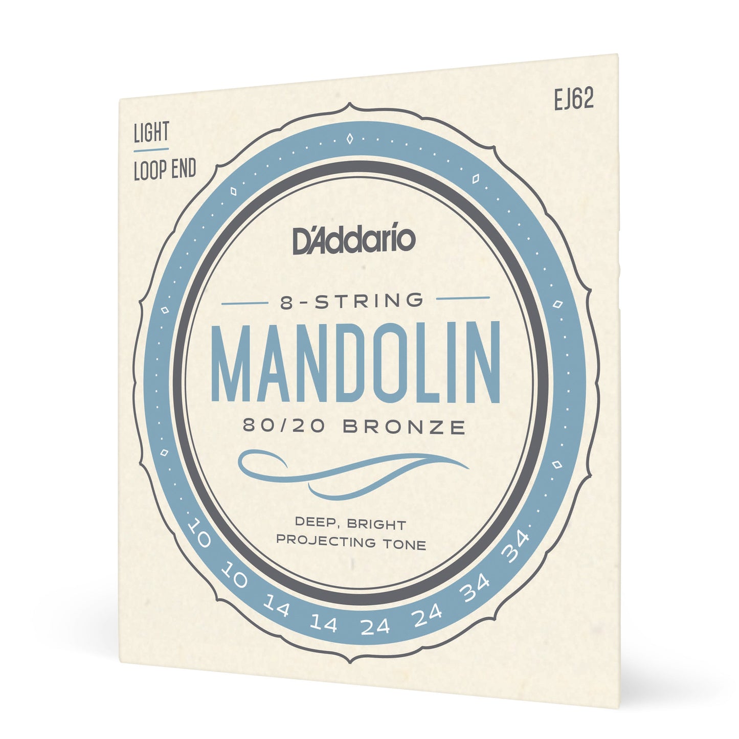 D'Addario EJ62 80/20 Bronze Mandolin Strings Light 10-34