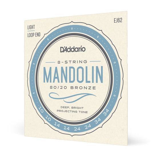 D'Addario EJ62 80/20 Bronze Mandolin Strings Light 10-34